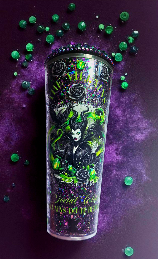🖤Purple, green, and black Maleficent no-globe 24oz tumbler🖤