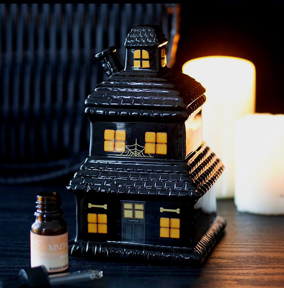 Black Haunted House Ceramic Burner